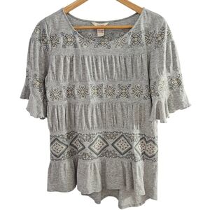 Sundance Gray Patterned Women Boho Top